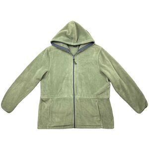 Woolrich green fleece zip up jacket with hood
